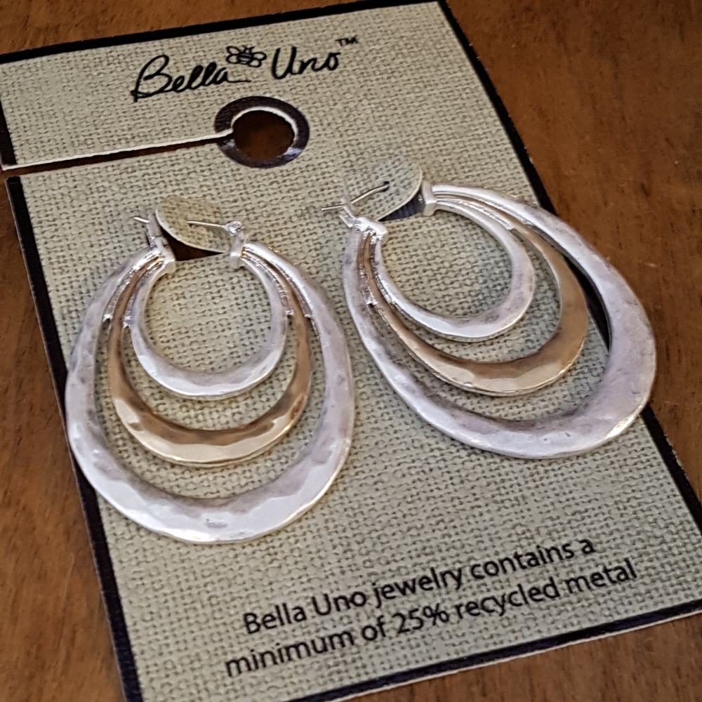2/$30 Bella Uno triple hoop drop earrings